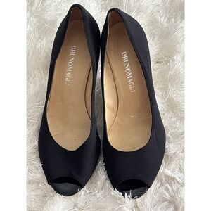 Women's Bruno Magli Black Fabric Peep Toe Heels Made in Italy Size 7.5